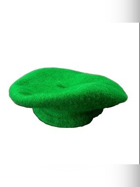 Women's French Beret Hat Solid Green Plain 100% Wool Classic Traditional Cap OS